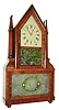 Birge & Fuller, Bristol, Conn., 8 day, time and strike wagon spring steeple on frame with candle finials or double steeple, c1845