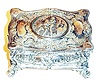 German, Singing Bird Box, in an embossed coin silver case marked 800, key wound, actuated at will, the bird emerging from the box via small pull pin on right side of case, c1980