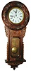 Asian carved wood modern reproduction 8 day time and strike wall clock, c1990