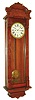 New Haven Clock Co., New Haven, Conn., "Columbia" wall clock, 30 days, time only, double spring driven movement in a cherry case with painted metal dial, c1911