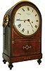 George Grove, Cheapside, London, Regency bracket clock, mahogany case with brass inlay, sides with pierced brass frets, large ring handles with hollow stamped back plates turned feet, Roman numeral, white painted convex metal dial, blued steel Breguet style hands, brass bezel with convex glass, week going two train fusee movement striking the hours on a bell, inside of case with the case makers label, "William Cock Camp Writing Desk Inventor and Manufacturer Makes every Description of Clock & Spring Cases, Ladies and Gentlemen's Dressing & Travelling Cases, Medicine Chests & c. Cock's Buildings Hillgrove St. Bristol.  Wholesale & for Exportation",  c1825