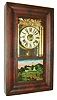 Hills, Goodrich & Co., Plainville, Conn., or Joseph Ives, 8 day, time and strike, O.G. column shelf clock with an Ives' cast iron back plate brass movement, c1842
