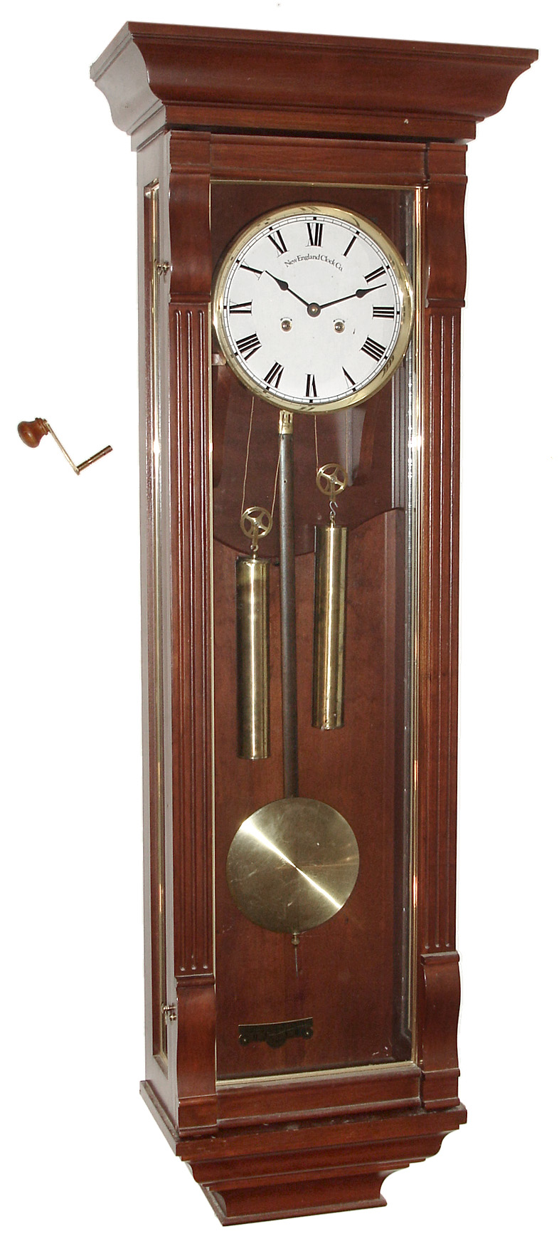 New England Clock Co. modern mahogany Vienna regulator, German 2 weight 8 day movement, c1986 — Antique Clocks Price Guide