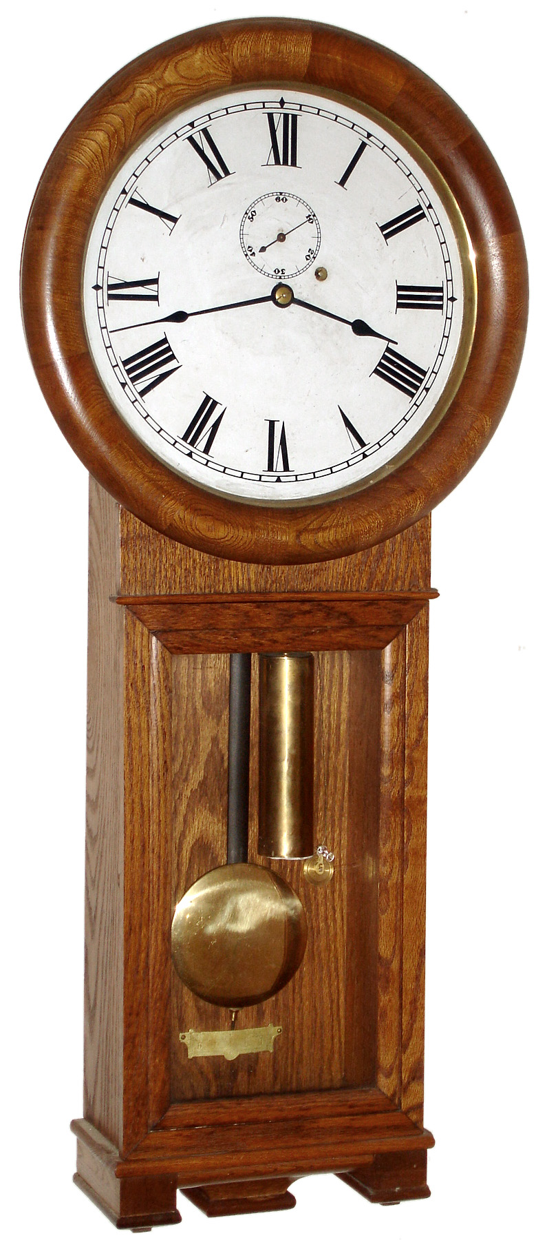 Seth Thomas Clock Co., Thomaston, Conn. "Regulator No. 2" in oak 8 day weight driven reissue, c1976 — Antique Clocks Price Guide