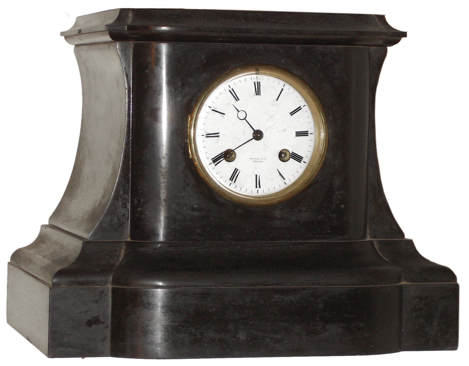Tiffany and Co., New York, French black marble 8 day, time and strike mantel clock, c1870 — Antique Clocks Price Guide