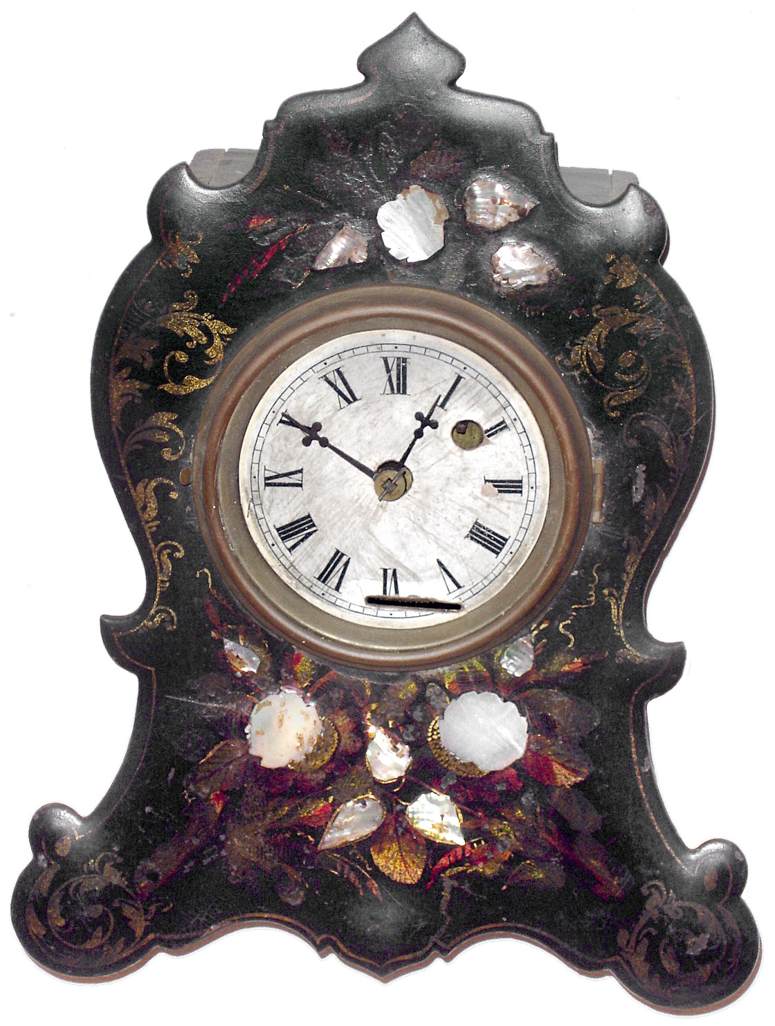Terryville Manufacturing Company, Terryville, Conn., balance wheel 30 hour iron front mantel time piece, c1855 — Antique Clocks Price Guide