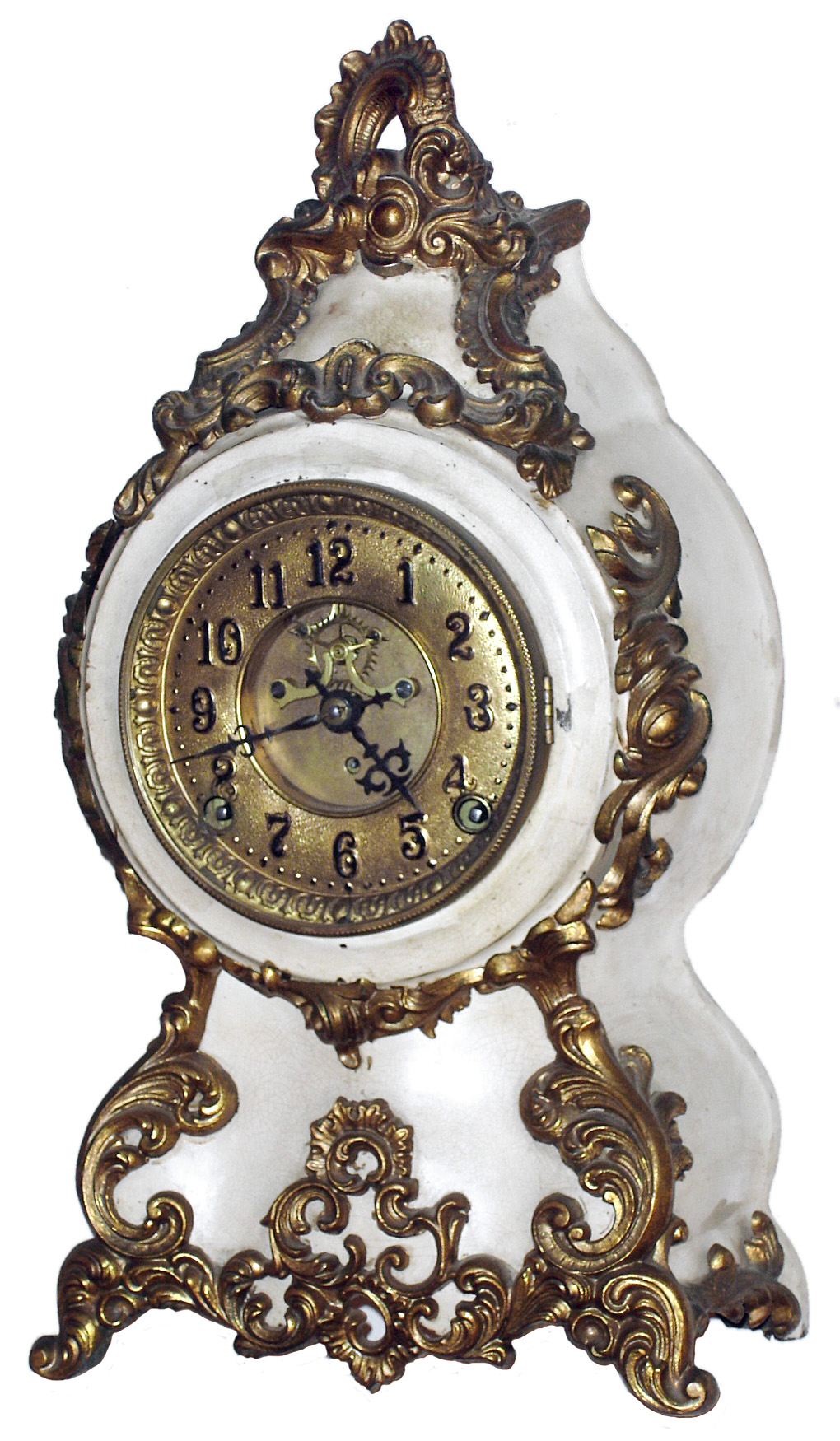 F. Kroeber, New York, "Louis XIV" enameled iron 8 day, time and strike mantel clock, c1895 — Antique Clocks Price Guide