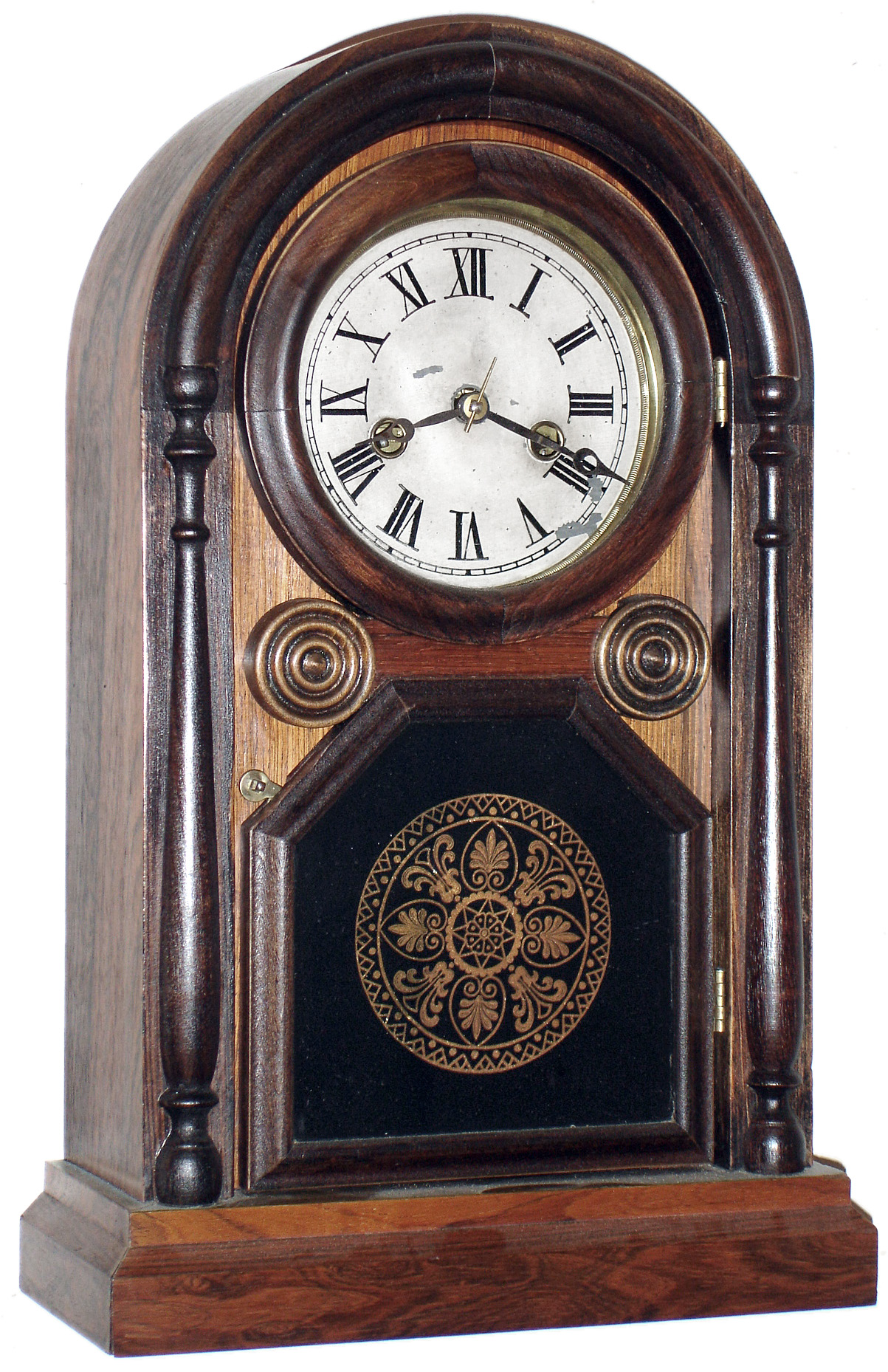 Welch, Spring and Co., Forestville, Conn, "Italian No. 1" rosewood 30 hour time and strike shelf clock, c1878 — Antique Clocks Price Guide