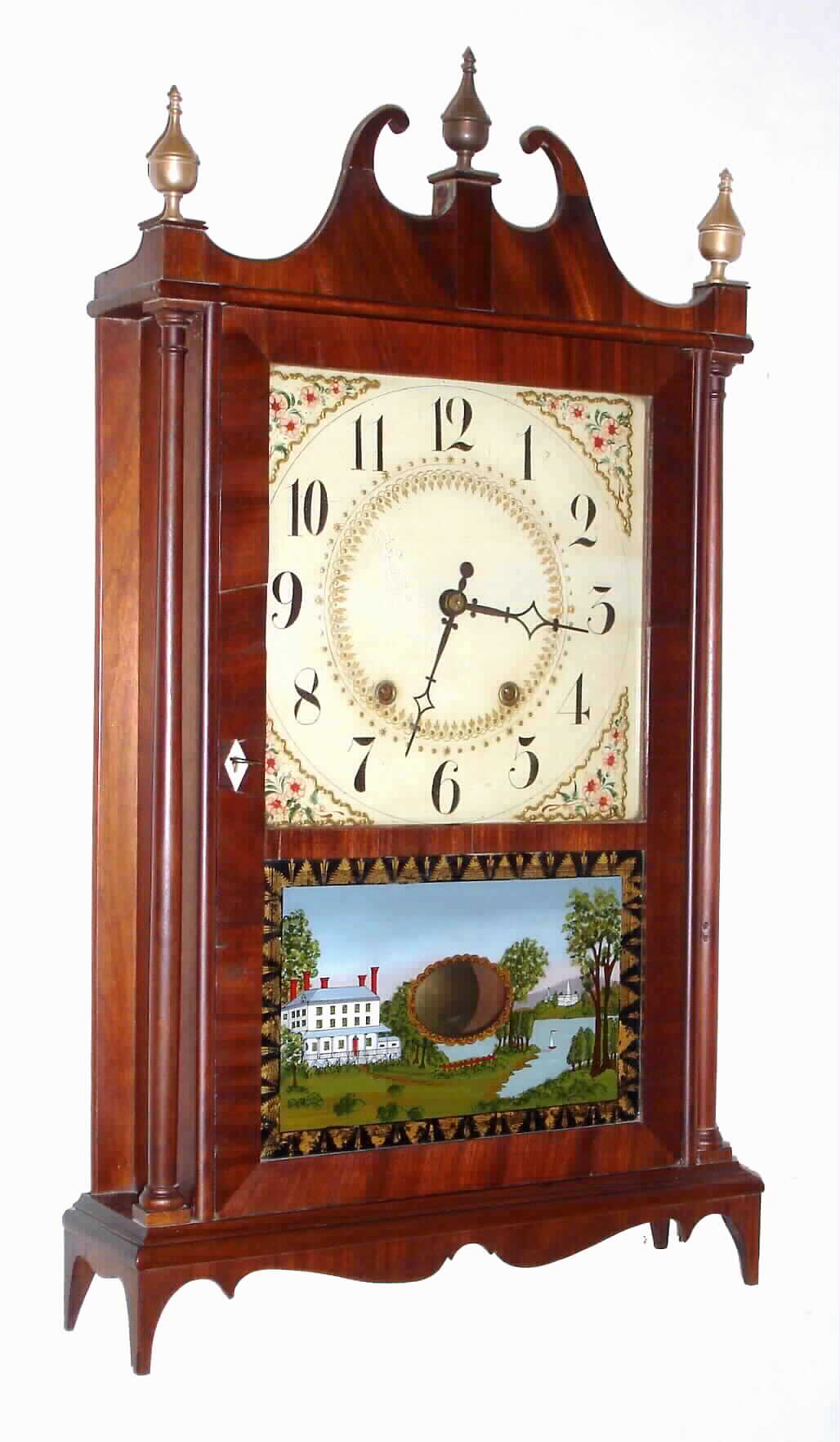 Eli Terry, Plymouth, Conn., 30 hour wood movement pillar and scroll shelf clock, c1825 — Antique Clocks Price Guide