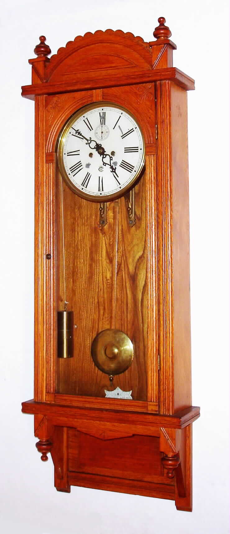 Waterbury Clock Co., Waterbury, Conn., "Regulator No. 3", 8 day weight wall time piece, c1891. — Antique Clocks Price Guide