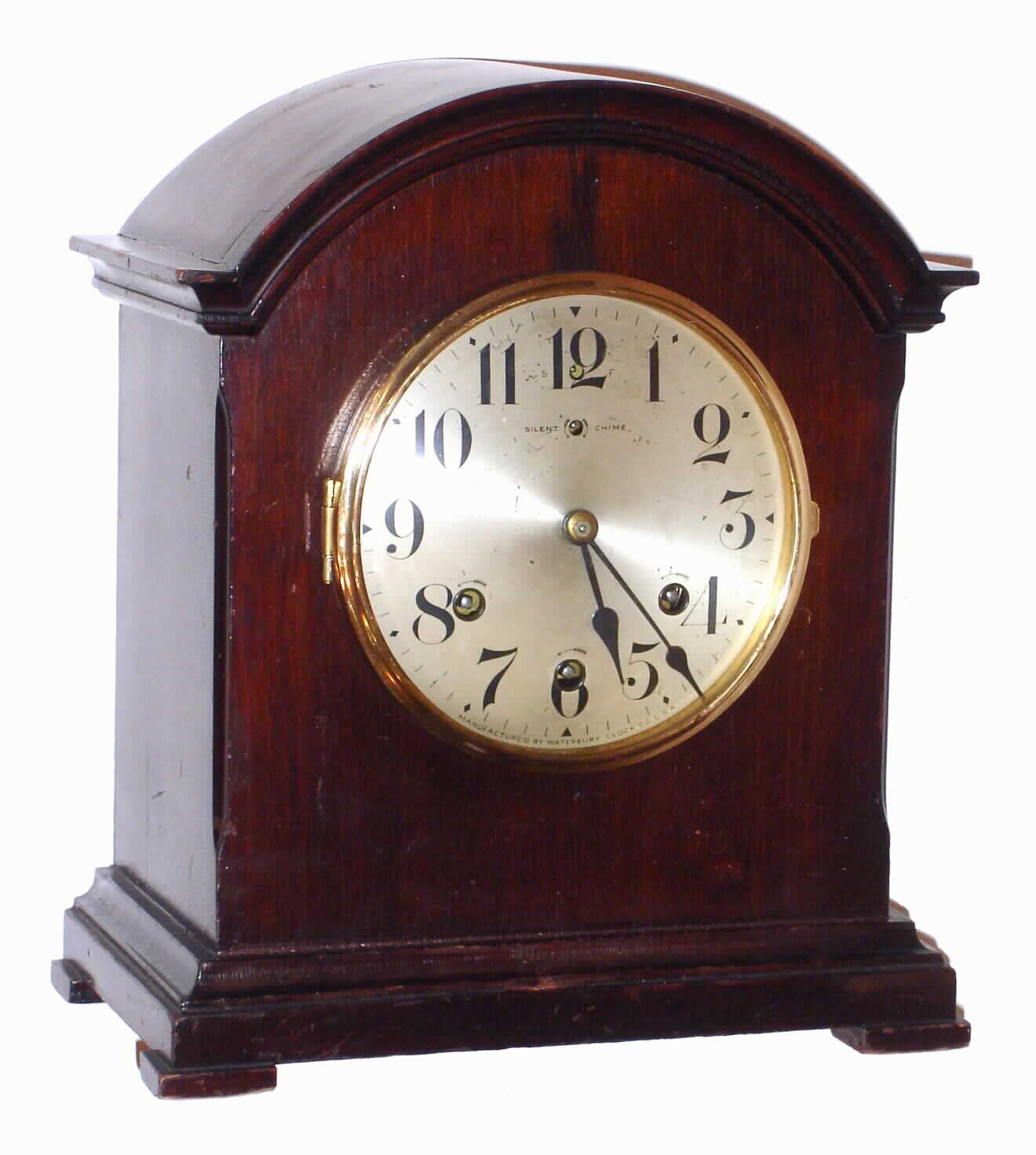 Waterbury Clock Co., Waterbury, Conn., "Chime Clock No. 903" mahogany 8 day Westminster chime mantel clock, c1917 — Antique Clocks Price Guide