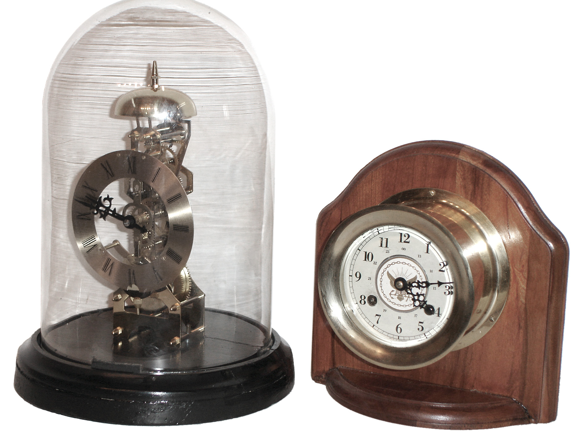 Clocks- 2 (Two) modern German time and strike brass, wood and glass mantel clocks, late 20th century. — Antique Clocks Price Guide