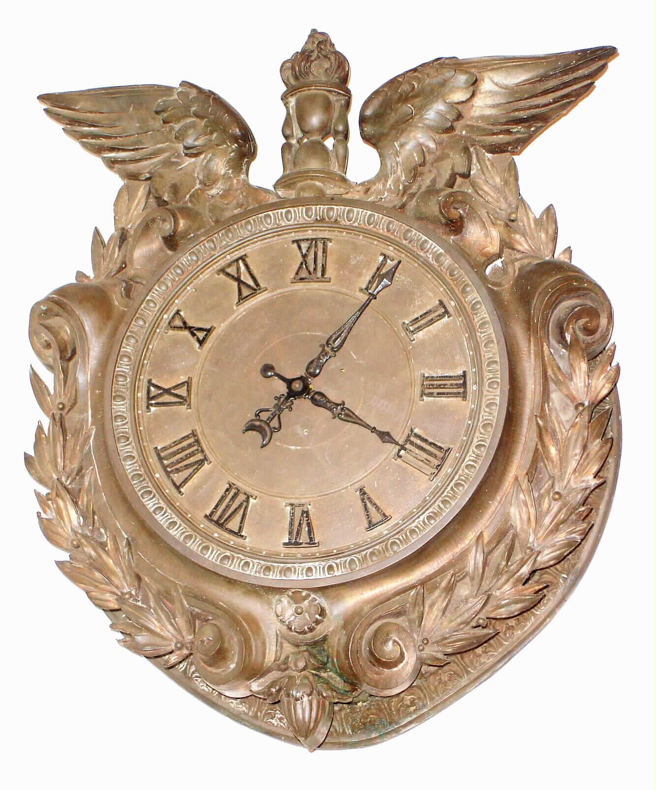 Self-Winding Clock Co. large brass and wood public gallery clock, c1925 — Antique Clocks Price Guide