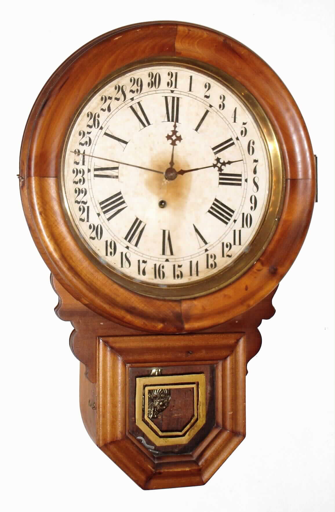 E. Ingraham, Bristol, Conn. "Dew Drop Calendar" 8 day wood wall clock, c1909 — Antique Clocks Price Guide