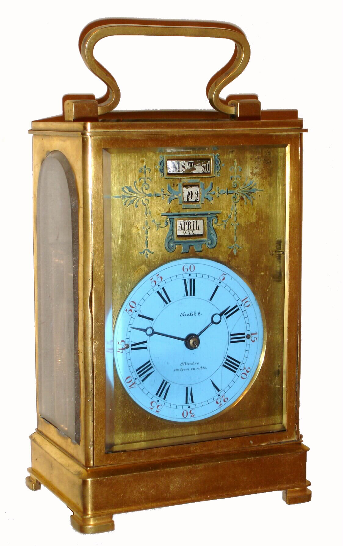 Austro-Hungarian, Kralik Sam, Buda - Pestini, rare perpetual calendar and grand sonnerie carriage clock, with "6-rubis cilindre" platform escapement, indications in German, c1850 — Antique Clocks Price Guide
