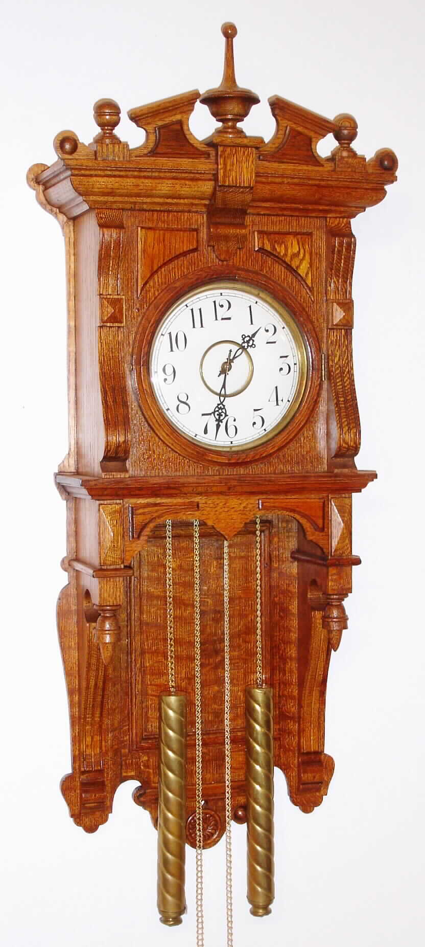 Waterbury Clock Co., Waterbury, Conn., "Alabama", 8 day, time and strike, weight wall clock, c1905. — Antique Clocks Price Guide