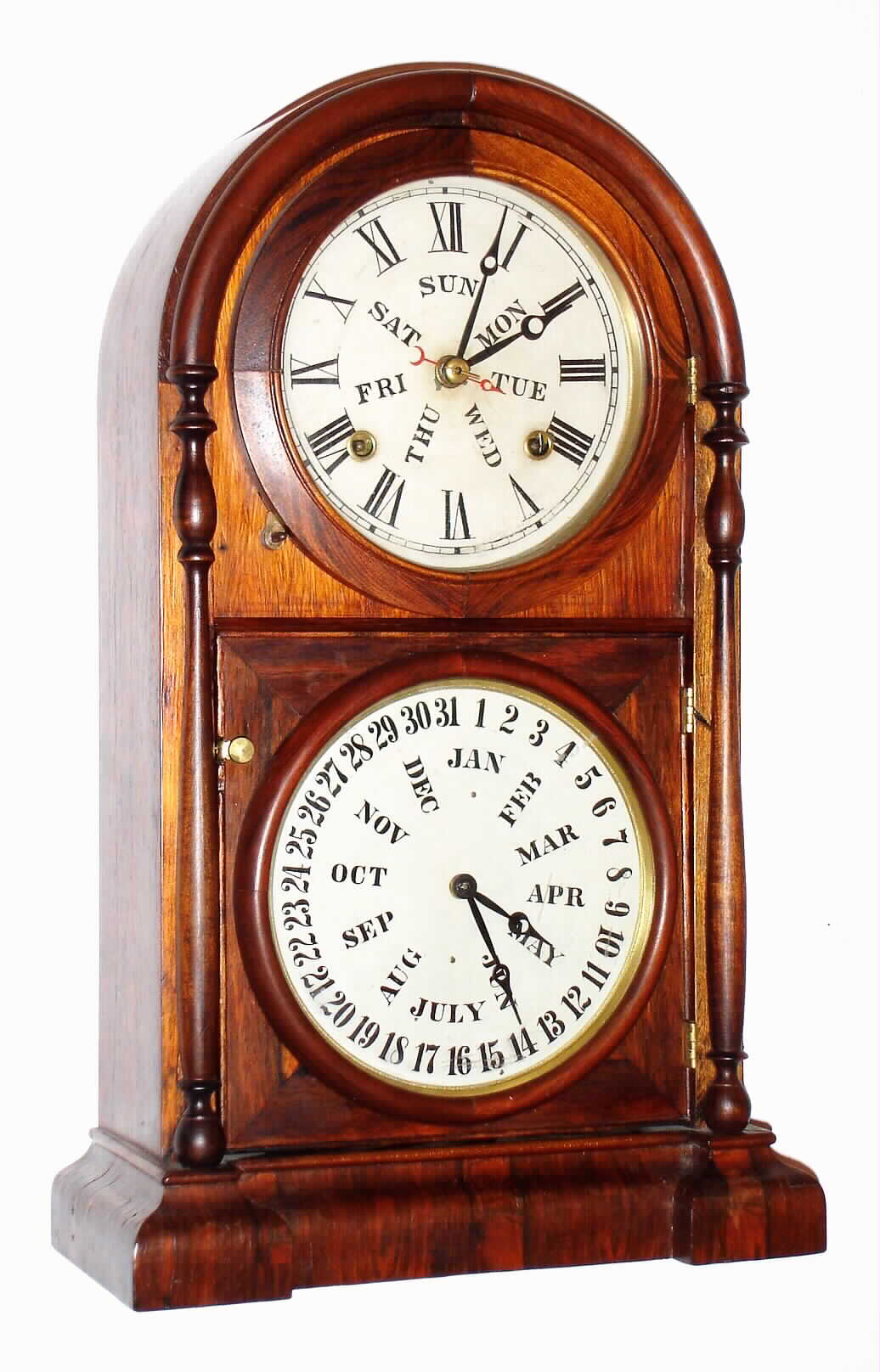 Welch, Spring and Co., "Italian No. 3", 8 day, time and strike, double dial calendar clock, c1872 — Antique Clocks Price Guide
