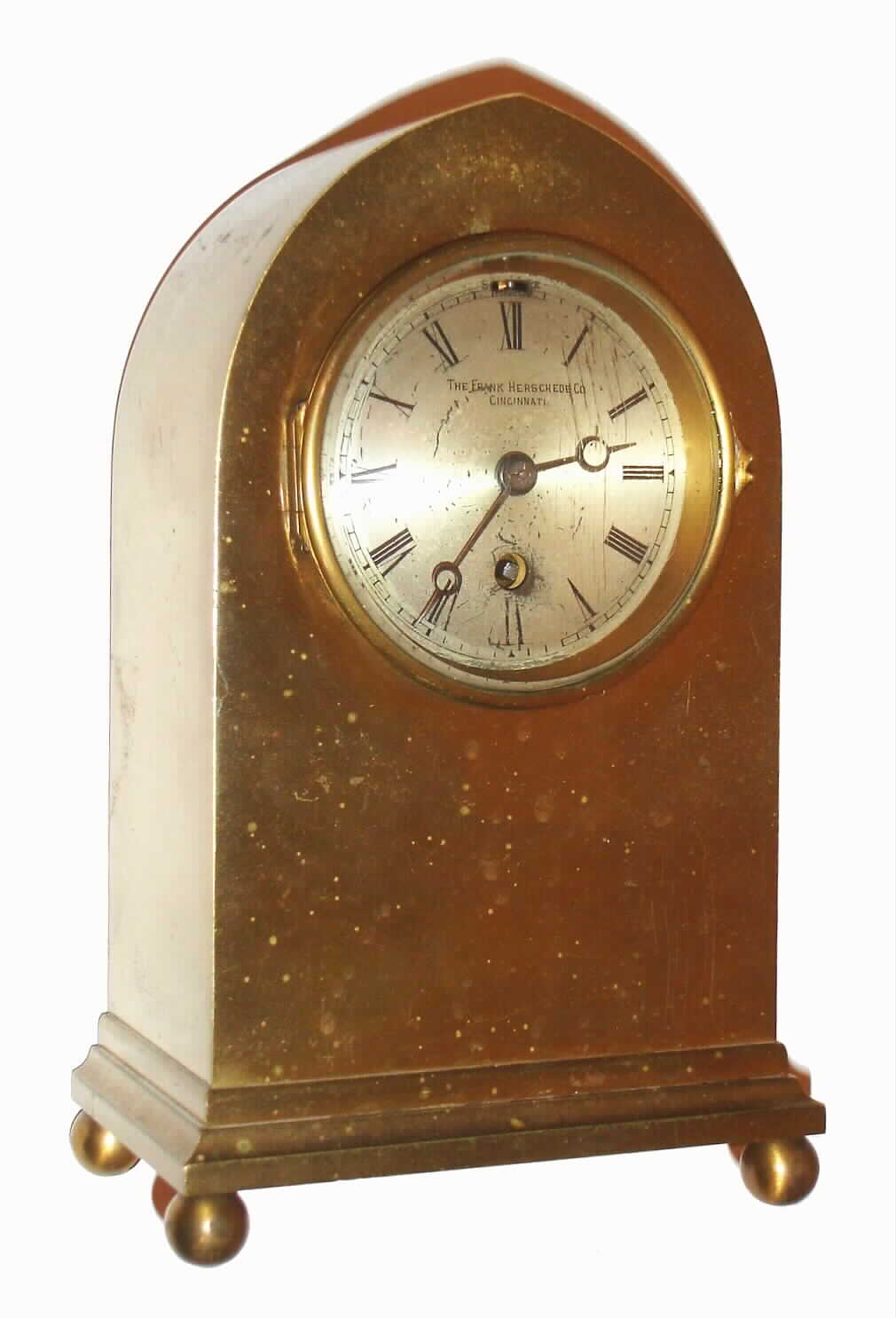 Chelsea Clock Co., Boston, Mass., "Gothic", 8 day, time piece, Serial no. 25233 retailed by The Frank Herschede Co., c1907. — Antique Clocks Price Guide