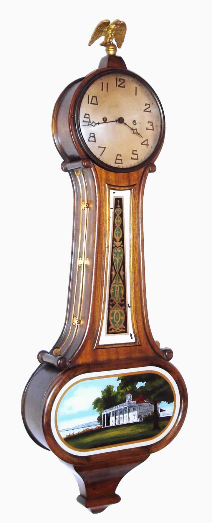 New Haven Clock Co., New Haven, Conn., "Wilson", 30 day double wind banjo time piece, c1920. — Antique Clocks Price Guide