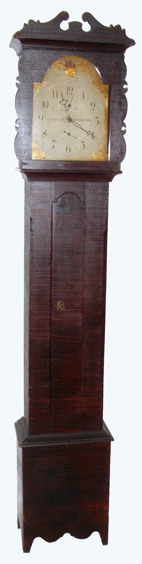 Riley Whiting, Winchester, Conn. 30 hour, time and strike, wood movement tall clock, c1825 — Antique Clocks Price Guide