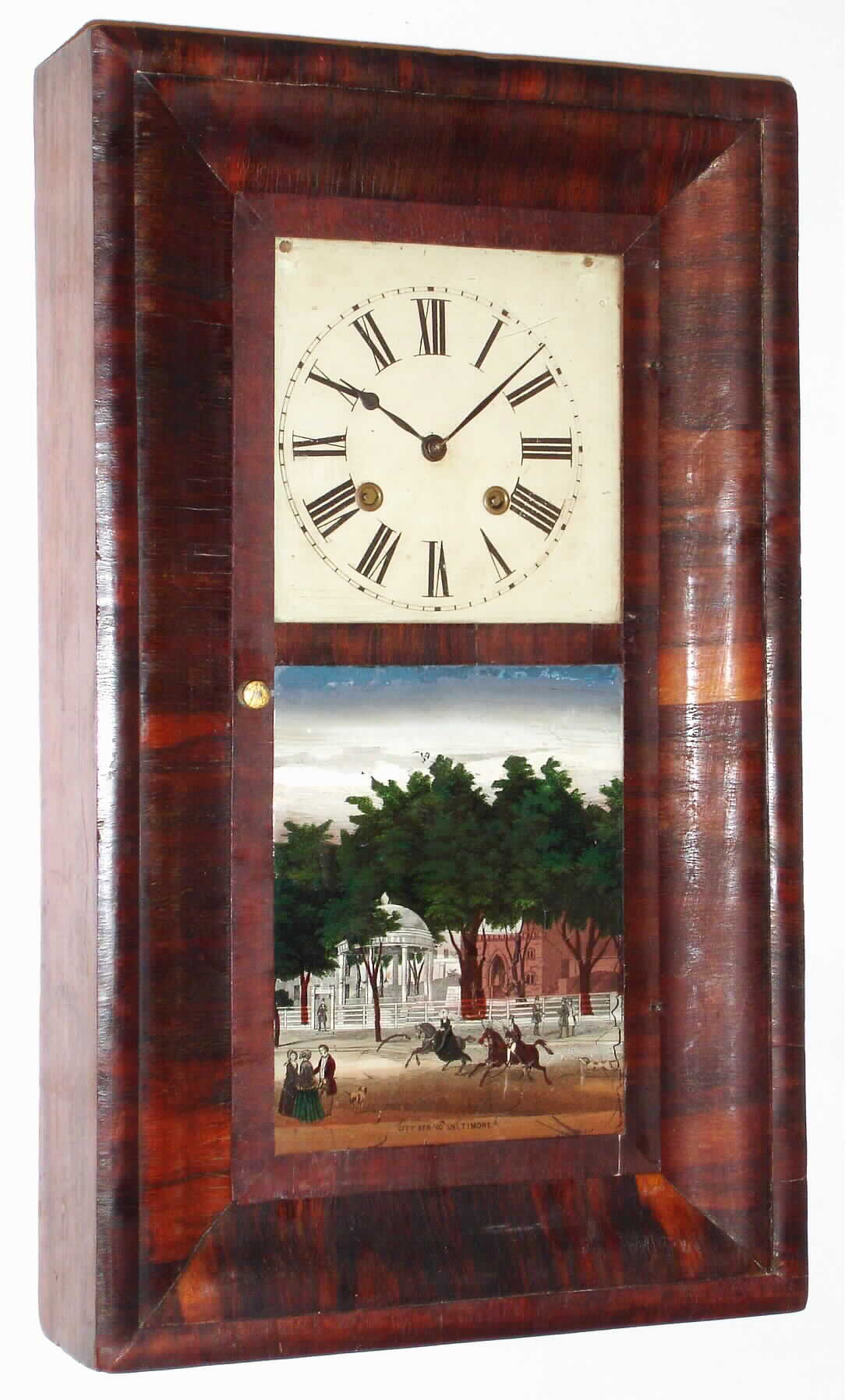 Sylvester L. Samuel, New York, rosewood veneer 30 hour time and strike OG shelf clock, c1845 — Antique Clocks Price Guide