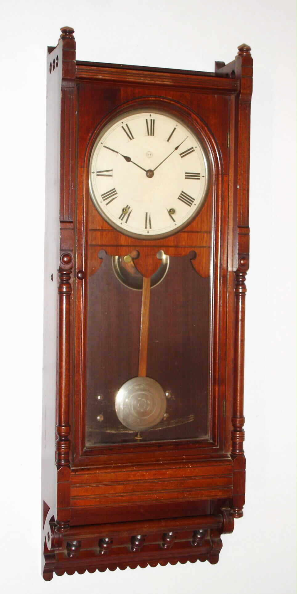 Seth Thomas Clock Co., Thomaston, Conn. "Queen Anne" walnut 8 day, time and strike spring wound wall clock, c1880 — Antique Clocks Price Guide