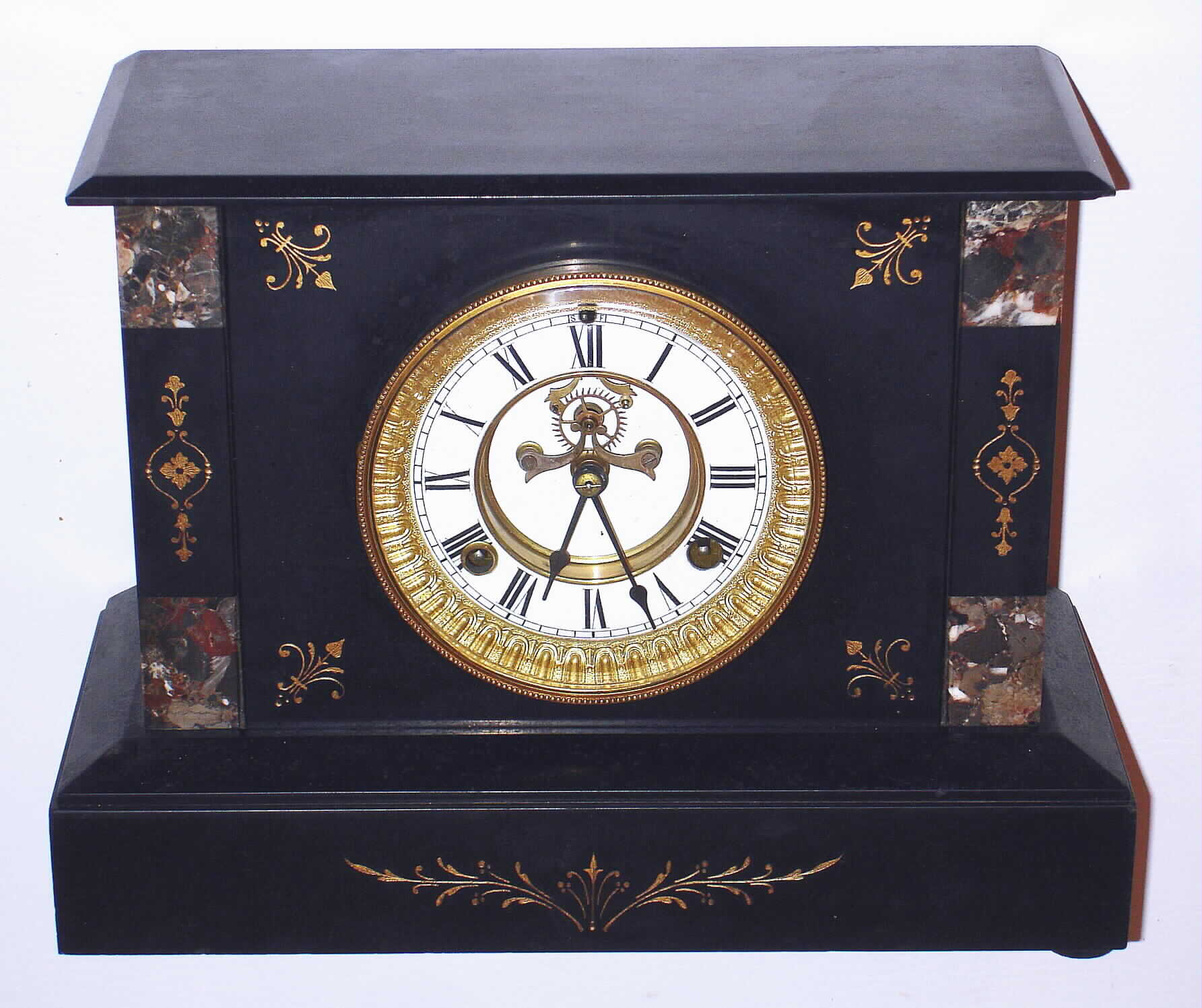 Waterbury Clock Co., Waterbury, Conn., "French Marble No. 2800" time and strike 8 day mantel clock, c1893 — Antique Clocks Price Guide