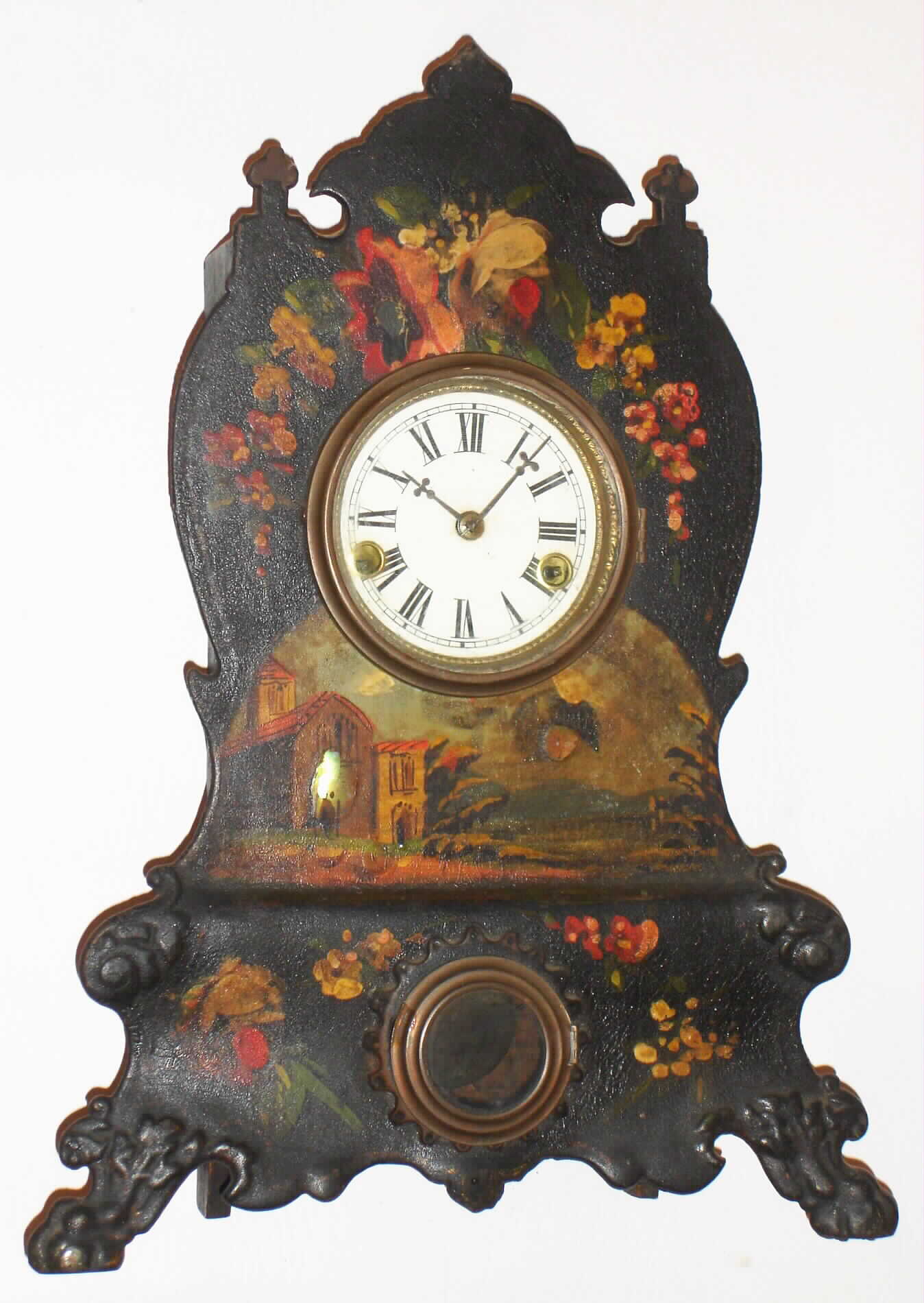 American Clock Co., New York, 30 hour time and strike iron front shelf clock, c1855 — Antique Clocks Price Guide
