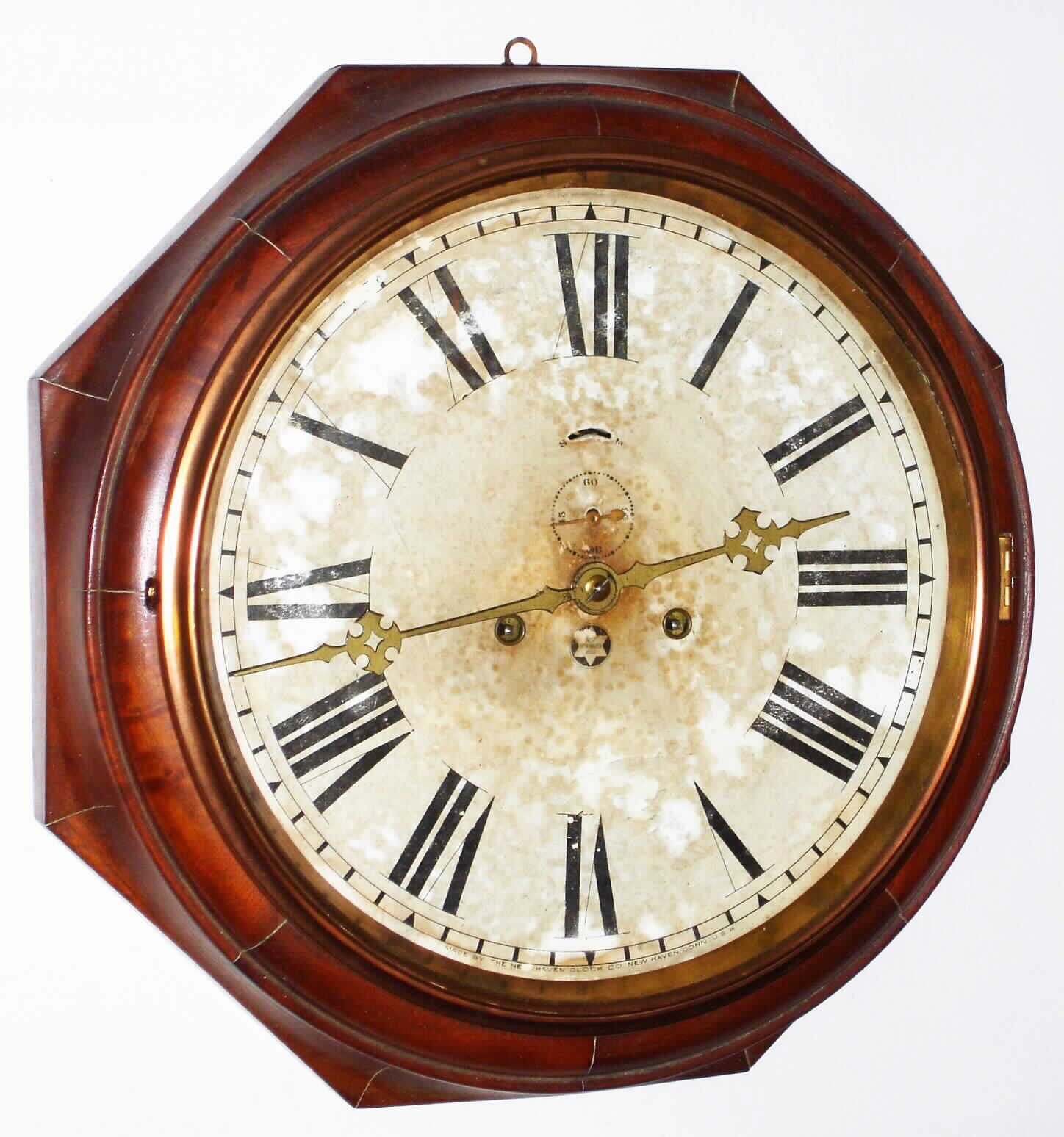 New Haven Clock Co., New Haven, Conn., walnut "Wood Lever" 12" dial 30-day wall time piece, c1913 — Antique Clocks Price Guide