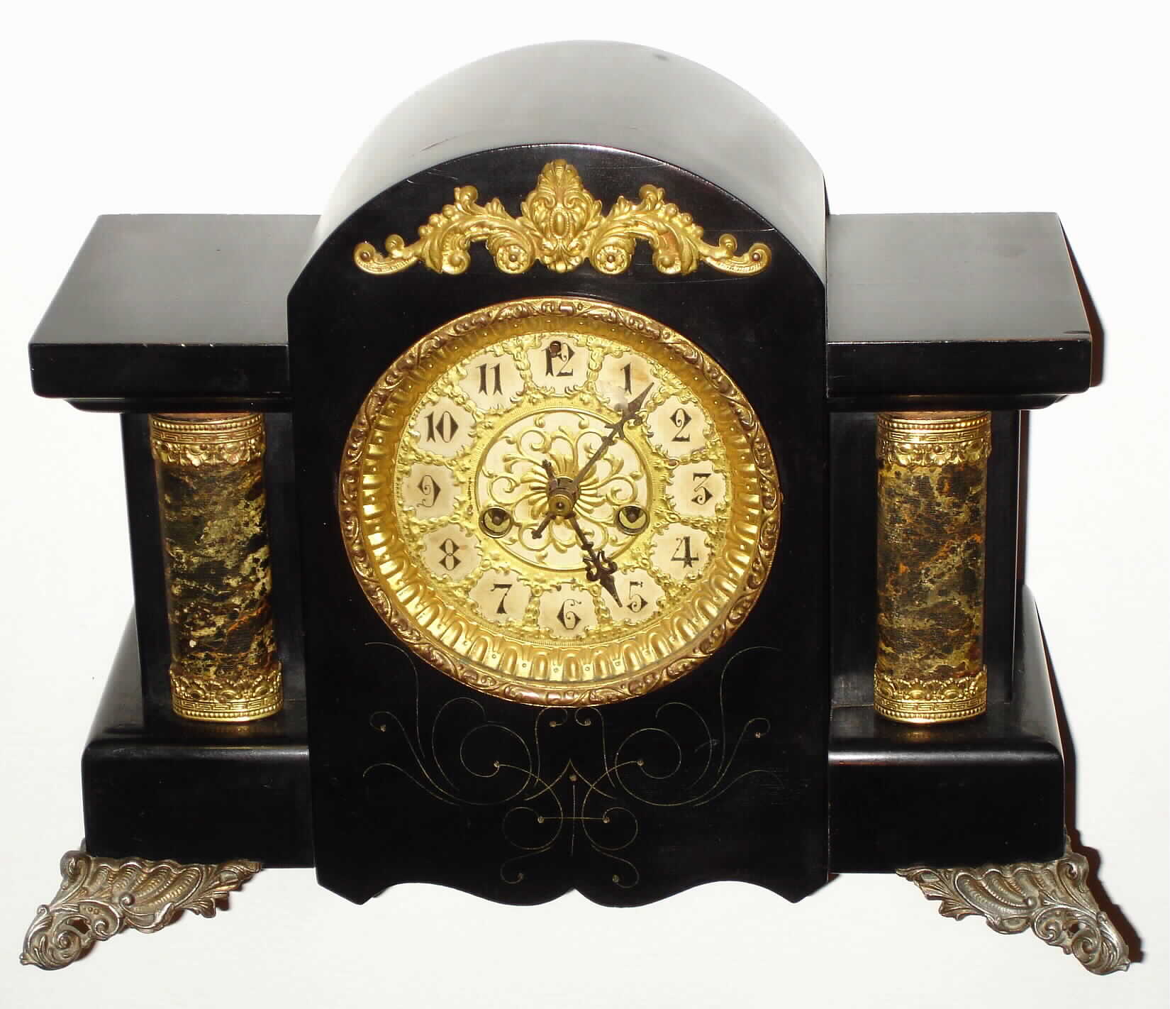 Waterbury Clock Co., Waterbury, Conn., "Donegal" enameled wood 8 day, time and strike mantel clock, 1909 — Antique Clocks Price Guide