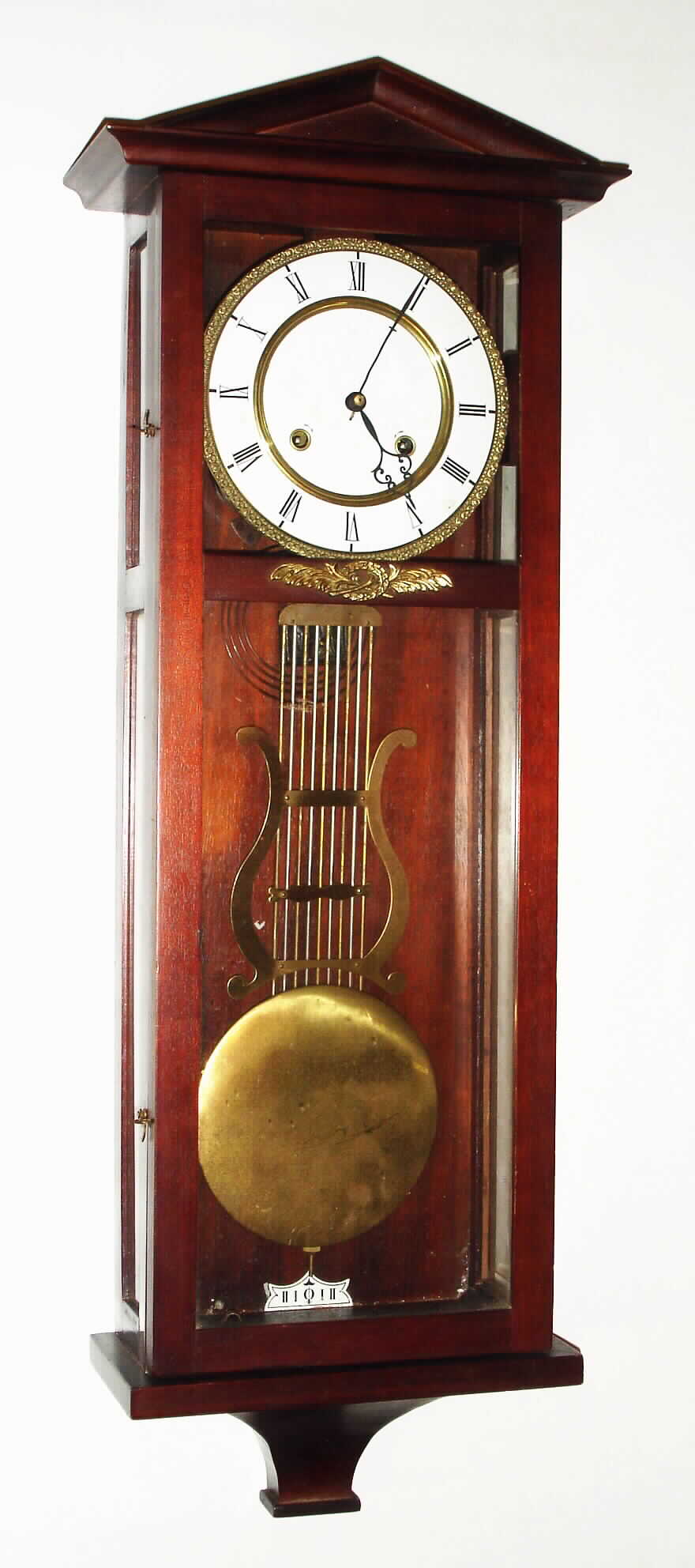 Korean 30 day time and strike mahogany reproduction of Austrian wall clock, c1980 — Antique Clocks Price Guide