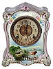 Ansonia Clock Co., New York, "La Cumbre" 8 day, time and strike Royal Bonn porcelain mantel clock, c1895