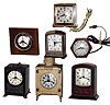 Clocks- 7 (Seven) Deco Telechron, Ashland, Mass. electric Bakelite and metal cased desk models, c1925