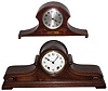Clocks- 2 (Two) tambours: 8 day mahogany mantel clocks, Seth Thomas and European, early 20th century