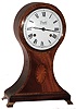 Comitti of London inlaid mahogany 8 day, time and strike reproduction balloon case mantel clock, c1992