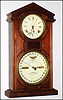 Ithaca Calendar Clock Co., Ithaca, NY, "No. 7 Shelf Cottage" walnut 8 day, time and strike double dial calendar clock, c1874