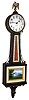 Waltham Clock Co., Waltham, Mass., "Presentation Banjo" wall clock, 8 day, time only, weight driven movement in rope banded mahogany case with painted metal dial and reverse painted tablets, c1910