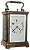 French carriage clock for Samuel Kirk and Son Co., Baltimore, 8 day, time, strike and hour repeat, spring driven movement in brass and beveled glass corniche style case, c1910