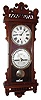 Waterbury Clock Co., Waterbury, Conn., "Calendar No. 32" wall clock, 8 day, time and perpetual calendar, spring driven movement in a walnut case with papered metal dials, c1885