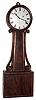 Banjo Clock, wood front mahogany 8 day weight driven Massachusetts time piece, possibly by Jonathan Billings, c1830