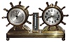 Waterbury Clock Co., Waterbury, Conn., "Commodore" brass set of 8 day, time piece and barometer, c1929