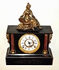 F. Kroeber Clock Co., New York, "Alexandria", 8 day, time and strike, enameled iron mantel clock, c1895.