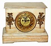 Waterbury Clock Co., Waterbury, Conn., "Onyx No. 107", 8 day, time and strike white stone mantel clock, c1891