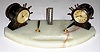 Waterbury Clock Co., Waterbury, Conn., "Desk Set No. 3" 8 day ship's time piece with barometer on onyx base, c1929