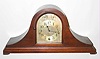 Waterbury Clock Co., Waterbury, Conn., "Chime Clock No. 505" mahogany 8 day Westminster chime tambour mantel clock, c1915