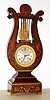 French, lyre form marquetry inlayed , 8 day, time and strike, mantel clock, c1880.