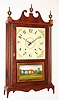 E. Terry and Son, Plymouth, Conn., mahogany 30 hour wooden works pillar and scroll shelf clock, with a differing movement, c1832
