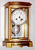 French brass and glass 8 day, time and strike bow-front rhinestone crystal regulator, c1890
