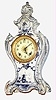 Ansonia Clock Co., New York, blue and white Delft style 8 day, time and strike Royal Bonn porcelain mantel clock, c1895