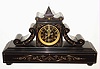 French black marble time and strike 8 day mantel clock, c1900